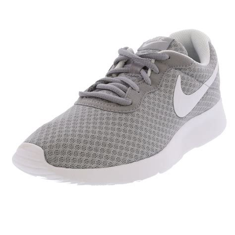 nike tanjun womens running shoes wolf grey white 8 b medium